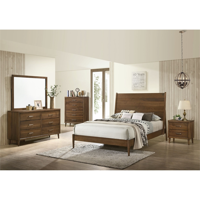 Picket House Furnishings Zuma King Panel 5PC Bedroom Set in Walnut