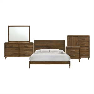 Picket House Furnishings Zuma King Panel 5PC Bedroom Set in Walnut