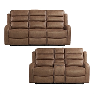 picket house furnishings bexley 2pc living room set in whiskers pu brown