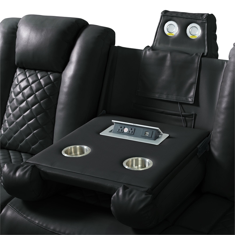 Picket House Furnishings Amias  3PC Living Room Set in Pebble Black