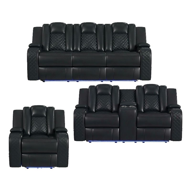 Picket House Furnishings Amias  3PC Living Room Set in Pebble Black