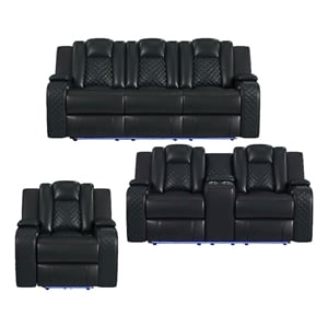 Picket House Furnishings Amias  3PC Living Room Set in Pebble Black