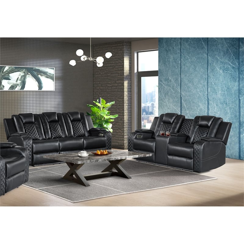 Picket House Furnishings Amias 2PC Living Room Set in Pebble Black