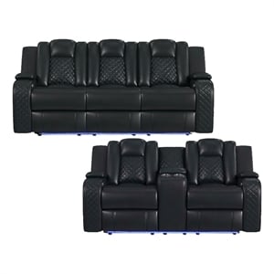 Picket House Furnishings Amias 2PC Living Room Set in Pebble Black