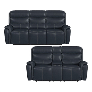 picket house furnishings florin  2pc living room set in pebble navy