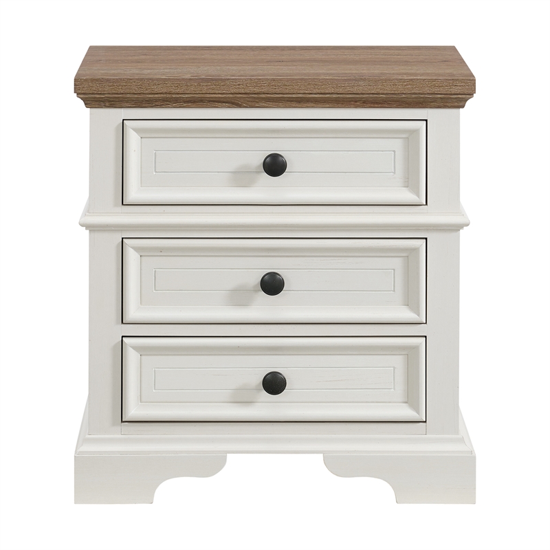 Picket House Furnishings Ulysses Youth 3-Drawer Nightstand in Brown and White