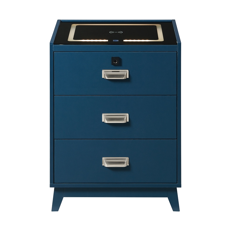 Picket House Furnishings Azura Nightstand with Electronic Features in Blue