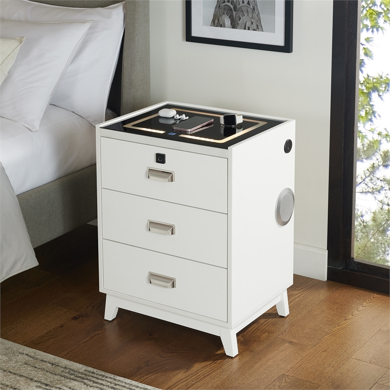 Picket House Furnishings Azura Nightstand with Electronic Features in White