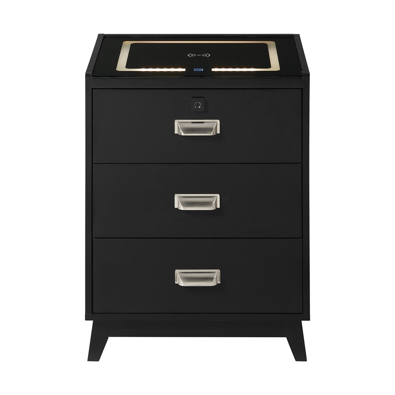 Picket House Furnishings Azura Nightstand with Electronic Features in Black
