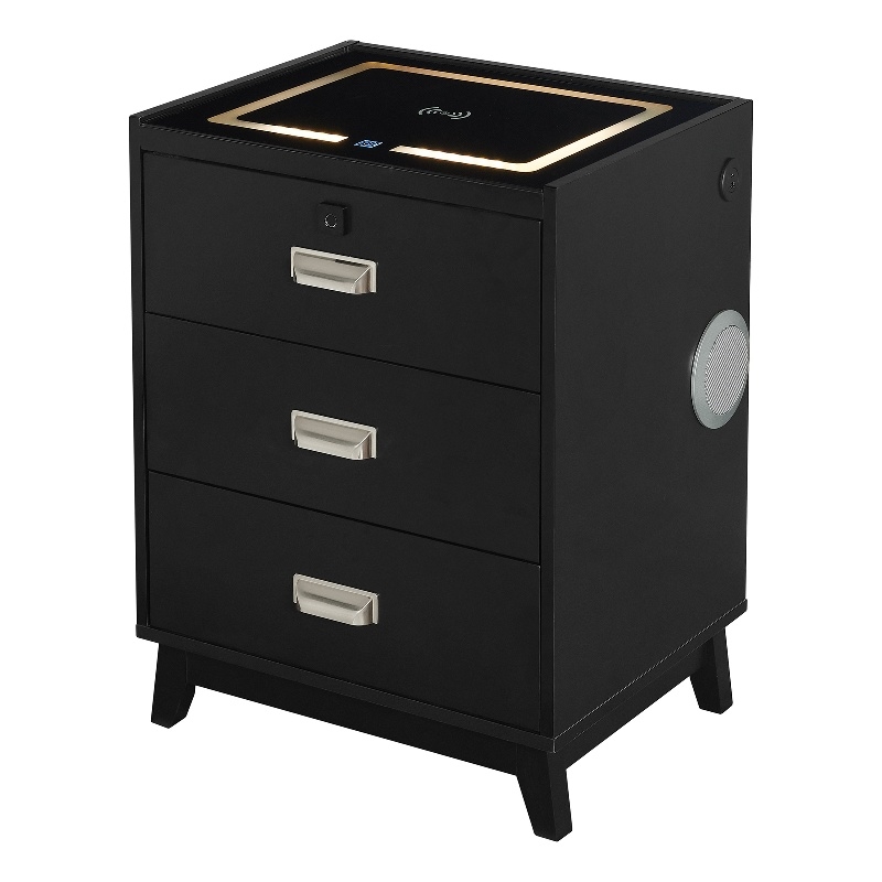 Picket House Furnishings Azura Nightstand with Electronic Features in Black