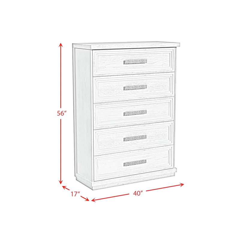 Picket House Furnishings Rhiannon 5-Drawer Chest in Antique White