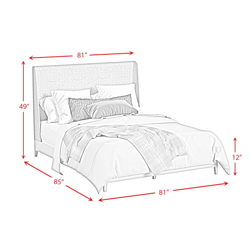 Picket House Furnishings Clare King UPH Bed with Grey Fabric in Almond