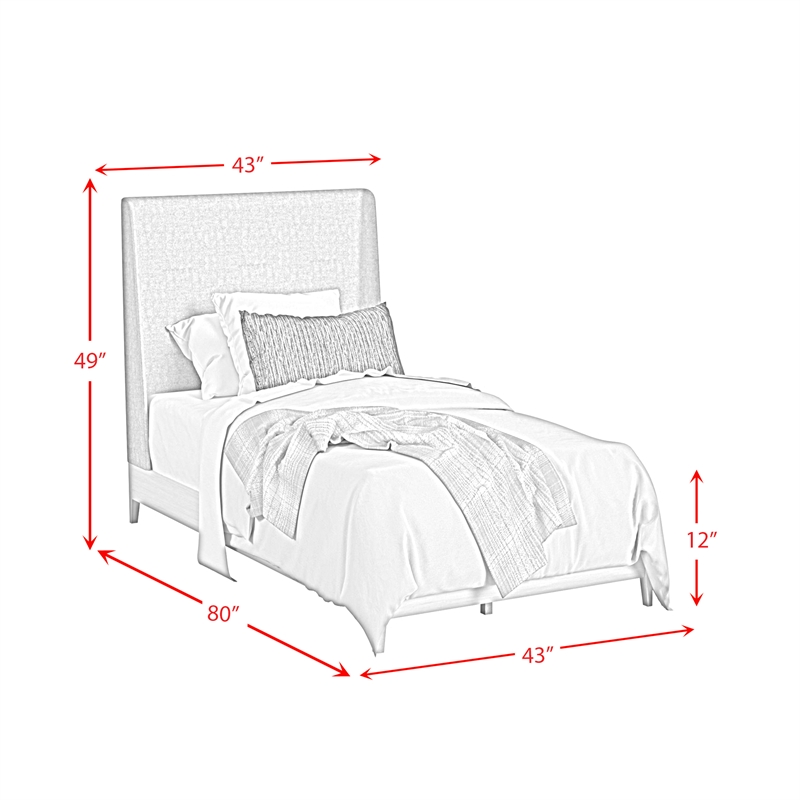 Picket House Furnishings Clare Twin UPH Bed with Grey Fabric in Almond