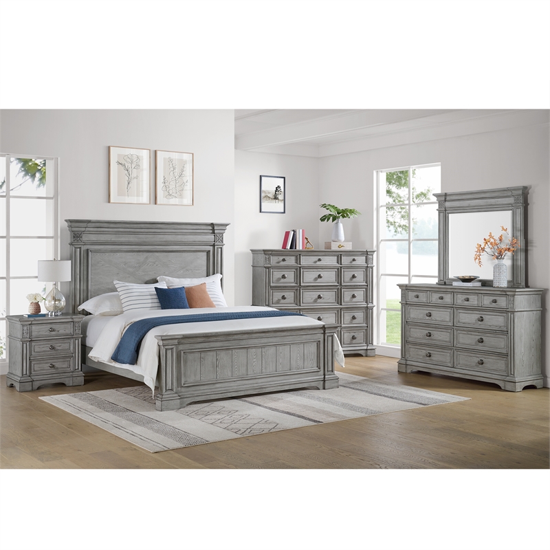 Picket House Furnishings Brookstone Queen Panel Bed in Aged Gray