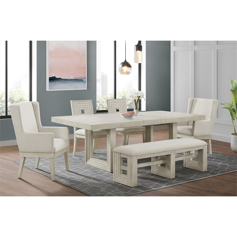 Picket House Furnishings Rhiannon Dining Bench in Antique White