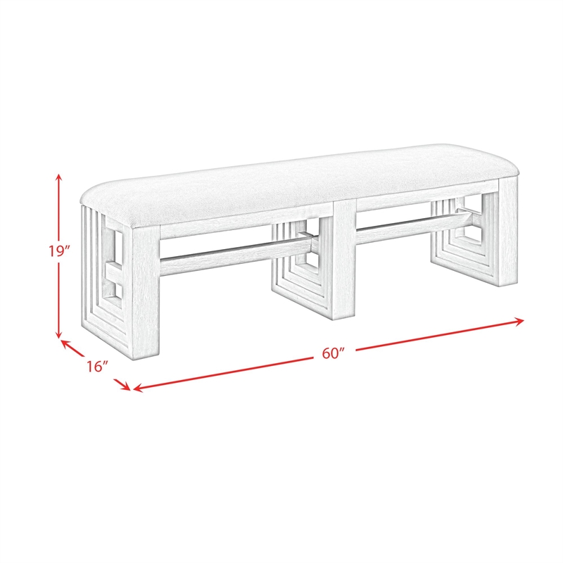 Picket House Furnishings Rhiannon Dining Bench in Antique White