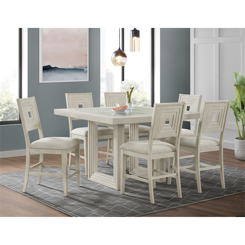 Picket House Furnishings Rhiannon Square Counter Table in Antique White