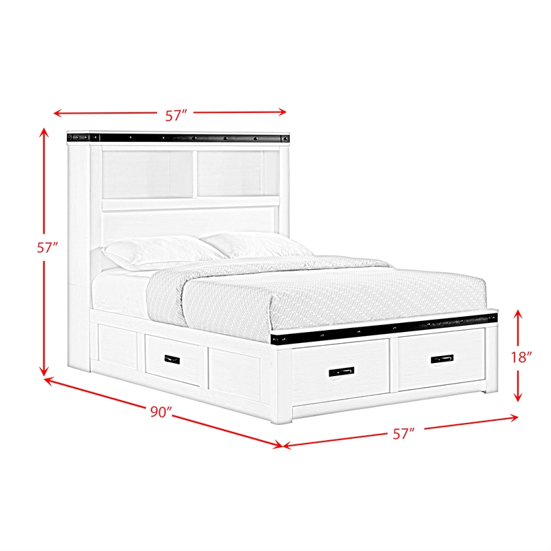 Picket House Furnishings Montauk Youth Full Platform Storage Bed in White
