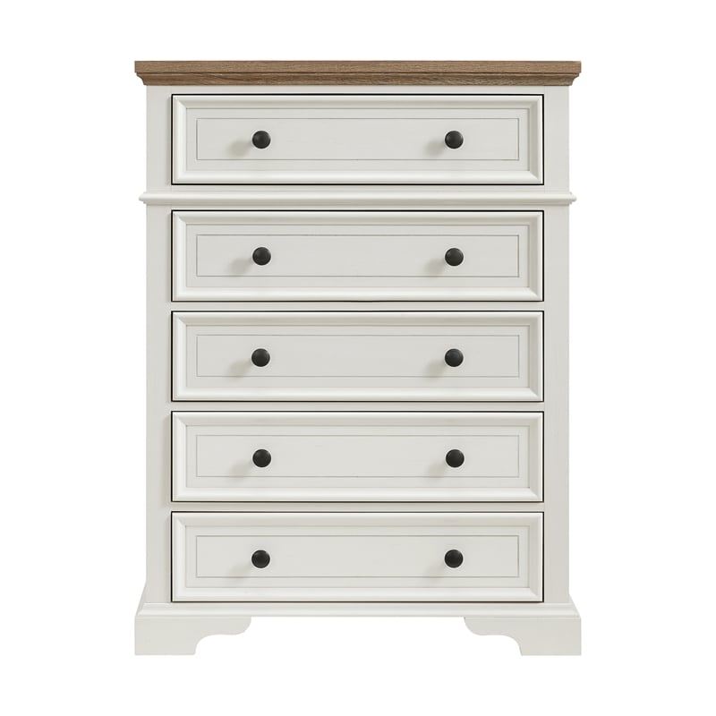 Picket House Furnishings Ulysses Youth 5-Drawer Chest in Brown and White