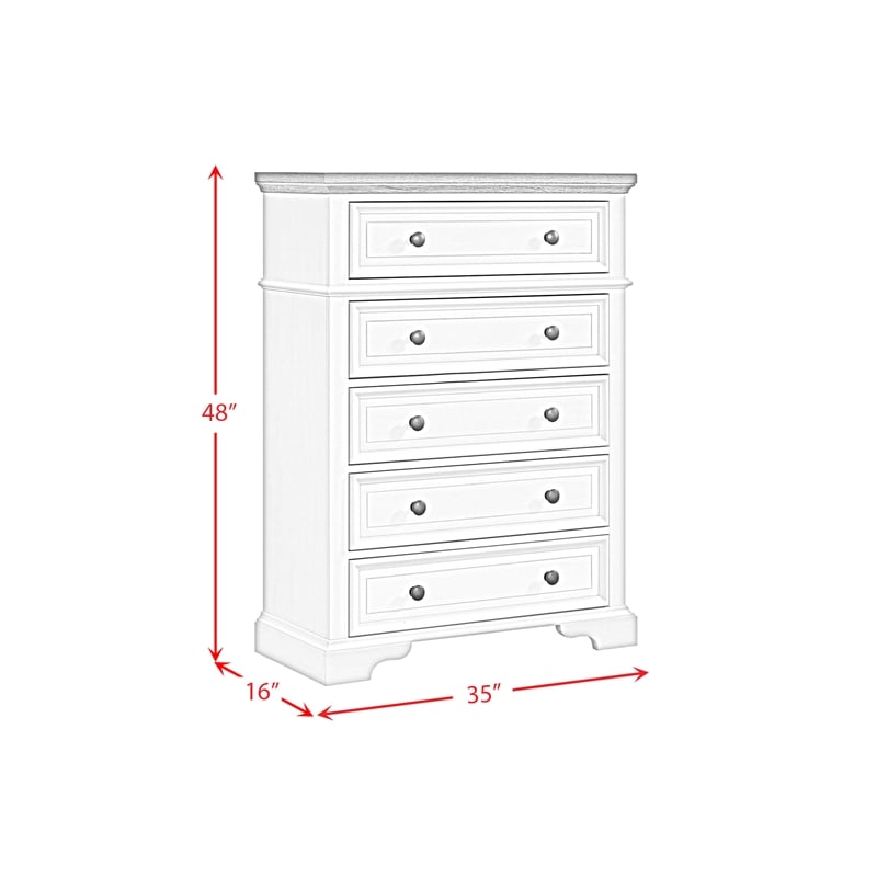 Picket House Furnishings Ulysses Youth 5-Drawer Chest in Brown and White