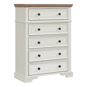 Picket House Furnishings Ulysses Youth 5-Drawer Chest in Brown and White