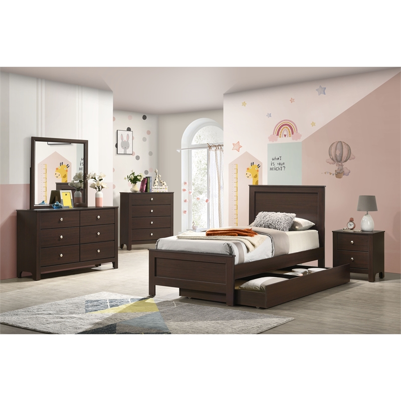 Picket House Furnishings Santino Twin Panel Bed in Espresso