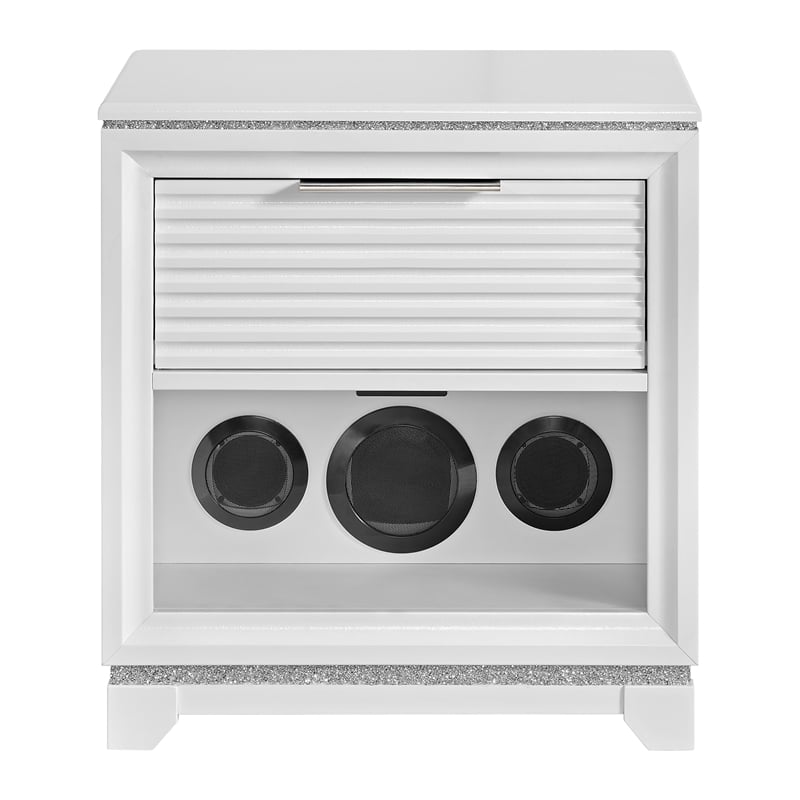 Picket House Furnishings Xena 1-Drawer Nightstand with Speaker and USB in White