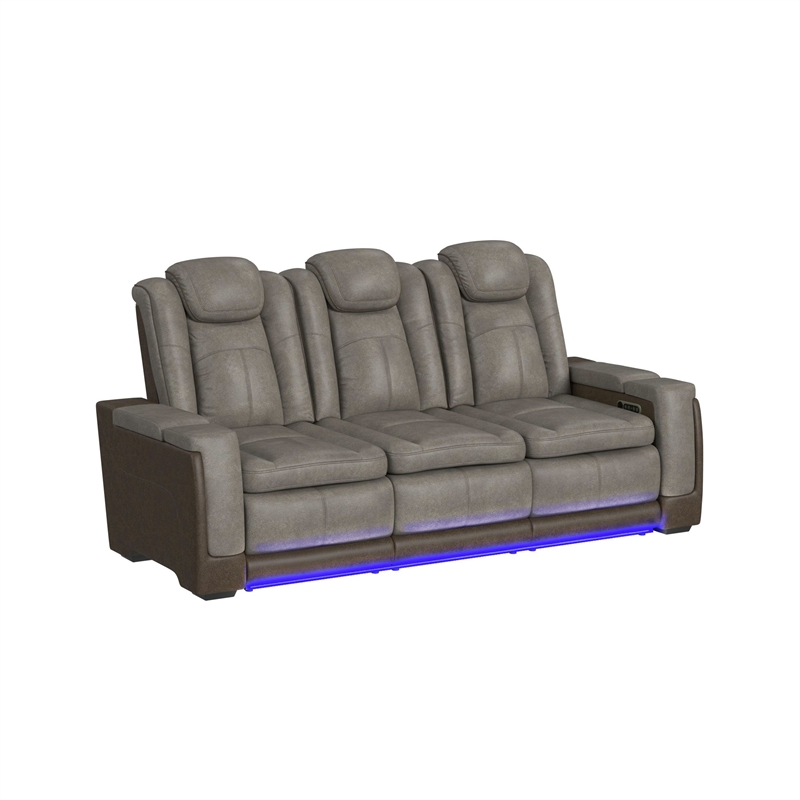 Picket House Furnishings Niven Power Motion Sofa in Rocky Gray/Brown