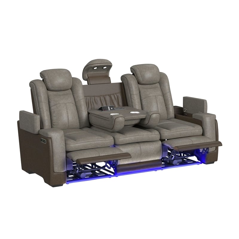Picket House Furnishings Niven Power Motion Sofa in Rocky Gray/Brown