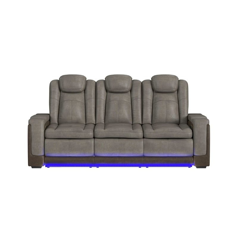 Picket House Furnishings Niven Power Motion Sofa in Rocky Gray/Brown