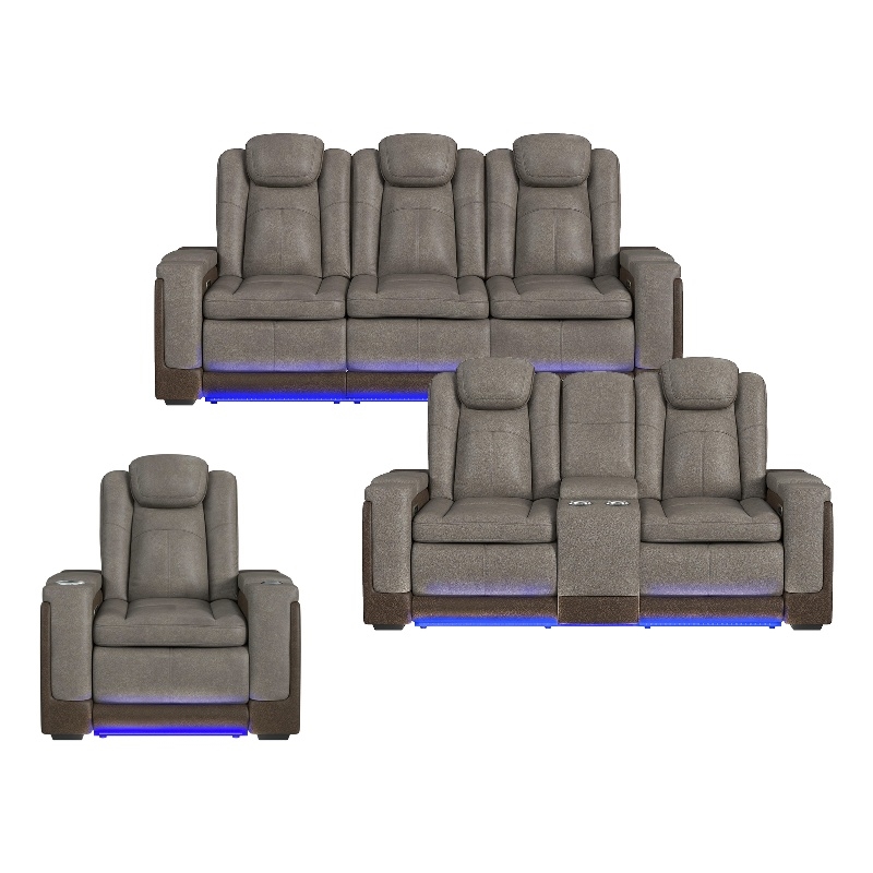 Picket House Furnishings Niven 3PC Living Room Set in Rocky Gray/Brown