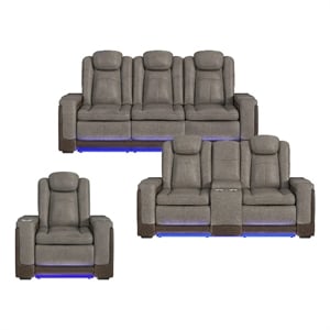 Picket House Furnishings Niven 3PC Living Room Set in Rocky Gray/Brown