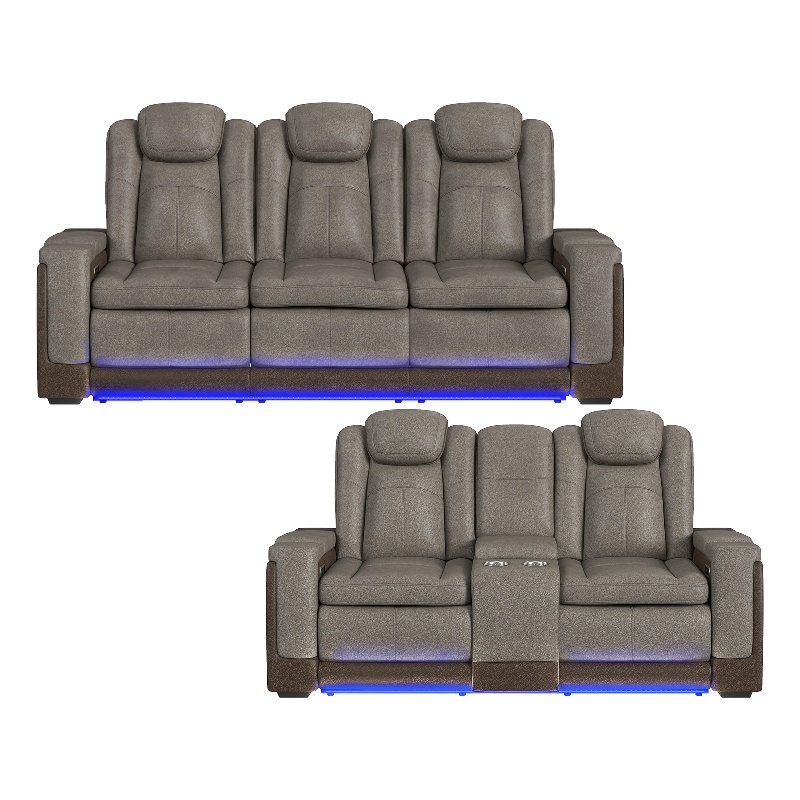 Picket House Furnishings Niven 2PC Living Room Set in Rocky Grey/Brown