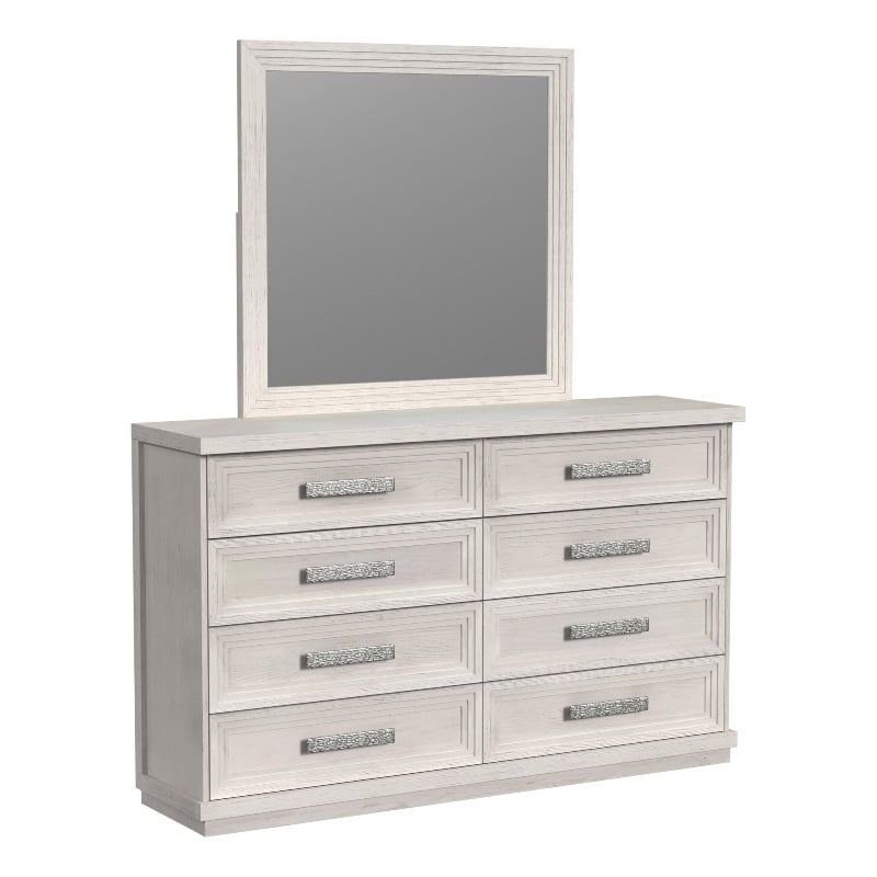 Picket House Furnishings Rhiannon Dresser and Mirror Set in Antique White