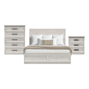 Picket House Furnishings Rhiannon King Storage 3PC Bedroom Set in Antique White