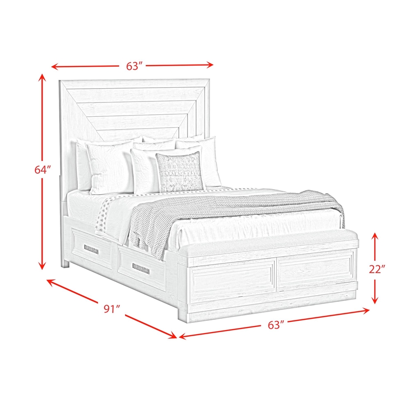 Picket House Furnishings Rhiannon Queen Storage 3PC Bedroom Set in Antique White