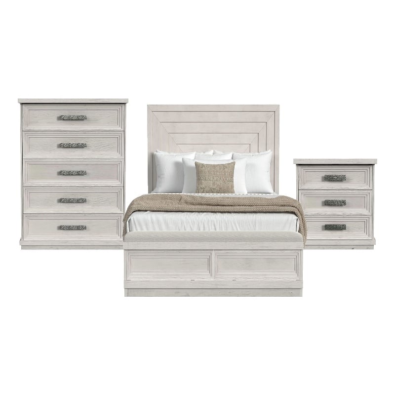 Picket House Furnishings Rhiannon Queen Storage 3PC Bedroom Set in Antique White