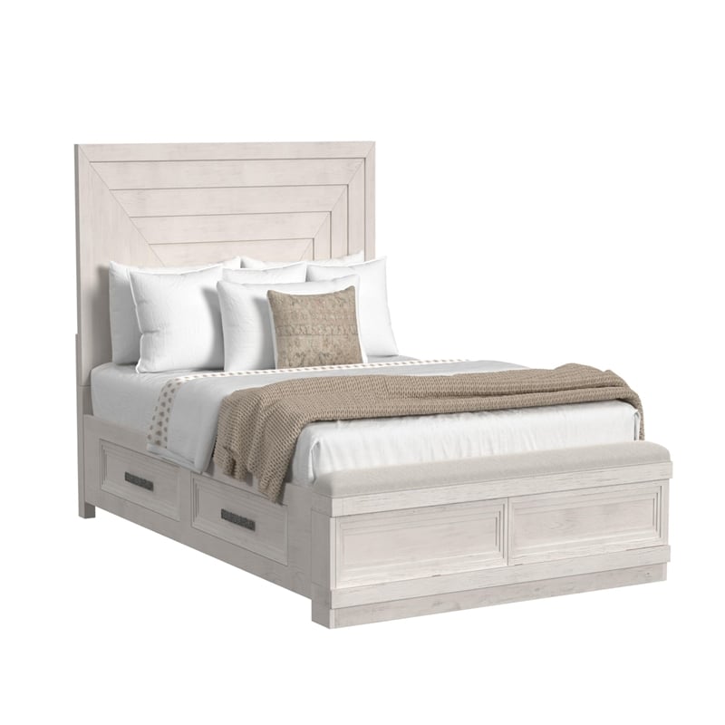 Picket House Furnishings Rhiannon Queen Storage 5PC Bedroom Set in Antique White