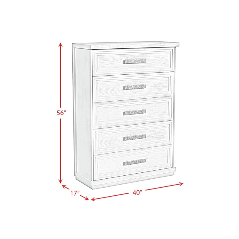 Picket House Furnishings Rhiannon Queen Storage 5PC Bedroom Set in Antique White