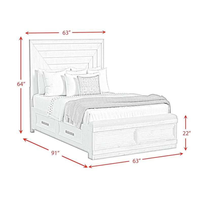Picket House Furnishings Rhiannon Queen Storage 5PC Bedroom Set in Antique White
