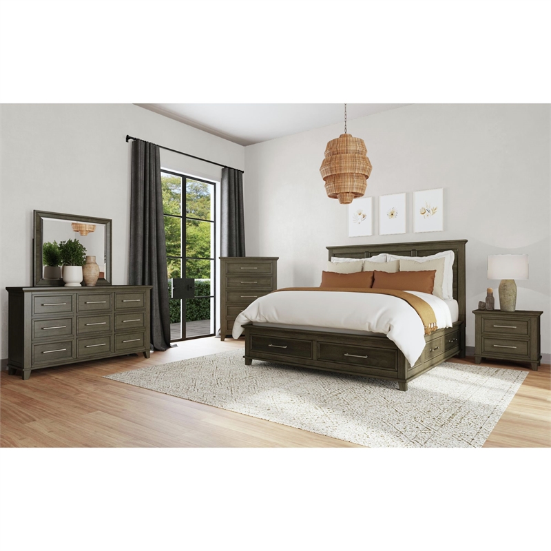 Picket House Furnishings Henrik King Storage 5PC Bedroom Set in Gray