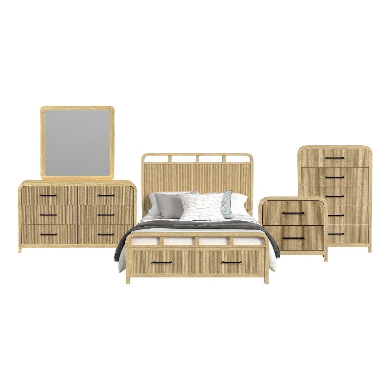 Picket House Furnishings Woodridge Full Storage 5PC Bedroom Set in Natural