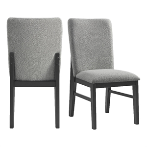 Picket House Furnishings Canal Side Chair Set with Gray Fabric in Black
