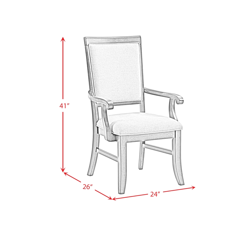 Picket House Furnishings Stark Dining Arm Chair Set with Gray Fabric in Cherry