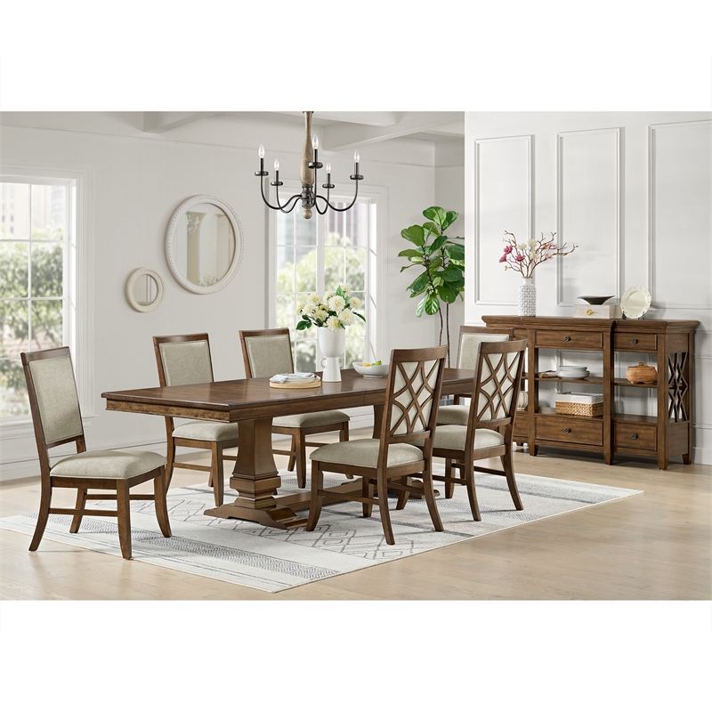 Picket House Furnishings Stark 7PC Standard Height Dining Set in Cherry