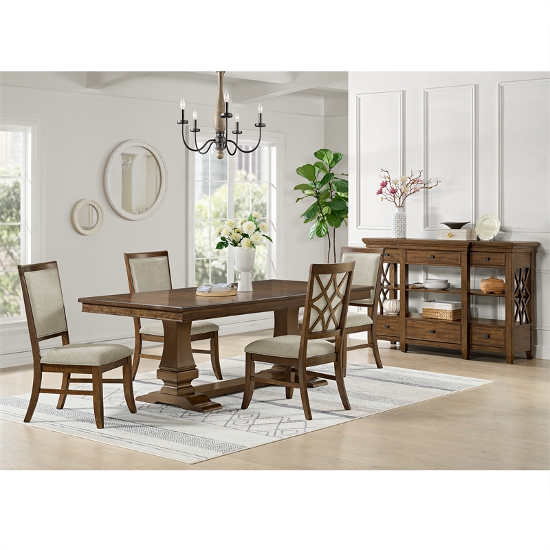 Picket House Furnishings Stark 7PC Standard Height Dining Set in Cherry