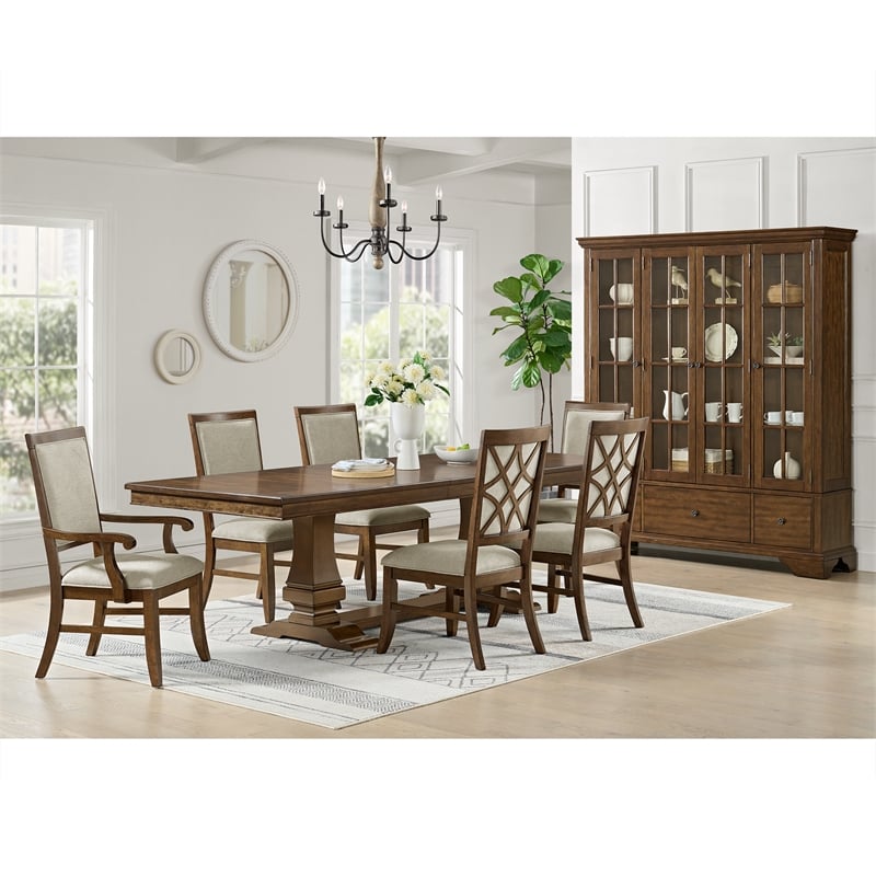 Picket House Furnishings Stark 7PC Standard Height Dining Set in Cherry