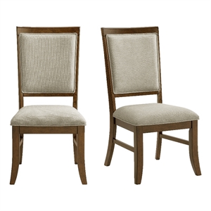 Picket House Furnishings Stark Dining Side Chair Set with Gray Fabric in Cherry