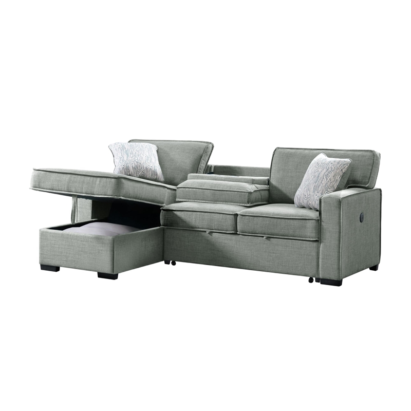 Picket House Furnishings Parque Sectional Sleeper Chofa with Pull Bed in Steel