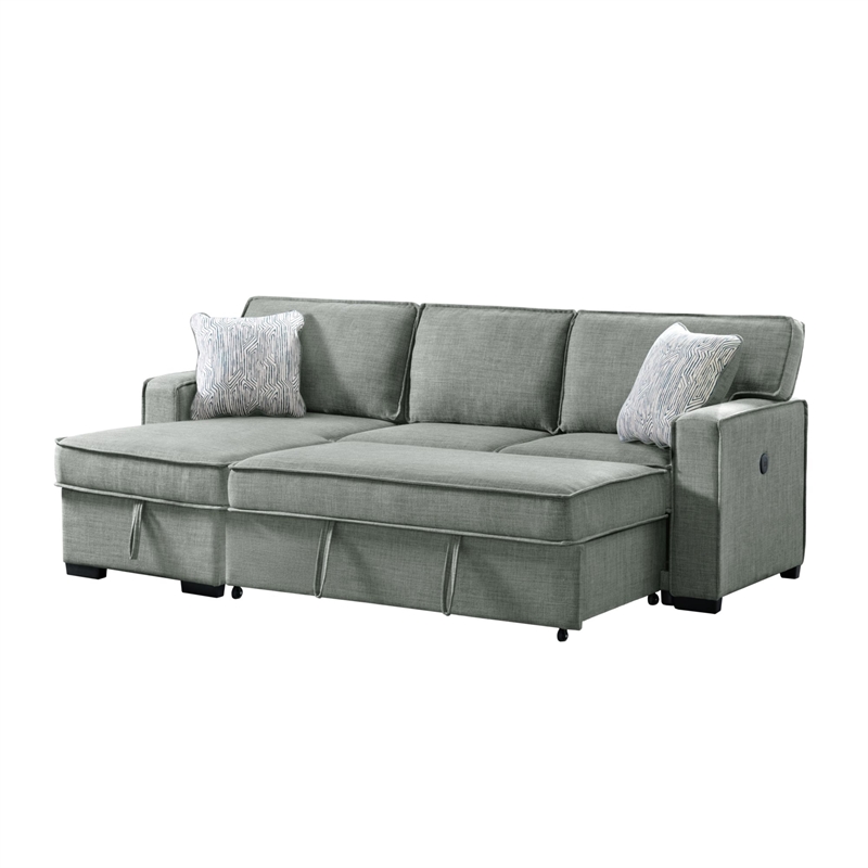 Picket House Furnishings Parque Sectional Sleeper Chofa with Pull Bed in Steel